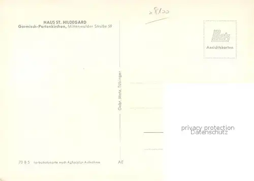 AK / Ansichtskarte Garmisch Partenkirchen Haus St. Hildegard Garmisch Partenkirchen