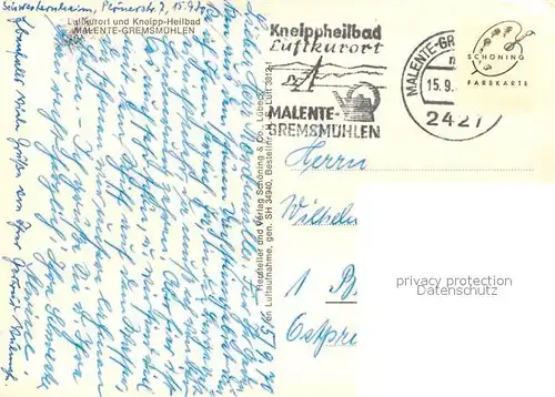 AK / Ansichtskarte Malente Gremsmuehlen Fliegeraufnahme Malente Gremsmuehlen