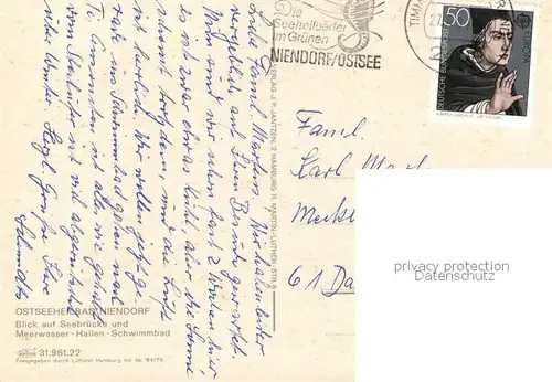 AK / Ansichtskarte Niendorf_Ostseebad Fliegeraufnahme Seebruecke  Niendorf_Ostseebad