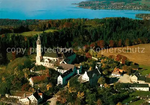 AK / Ansichtskarte Andechs Fliegeraufnahme Kloster Ammersee Andechs