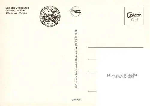 AK / Ansichtskarte Ottobeuren Fliegeraufnahme Basilika Ottobeuren