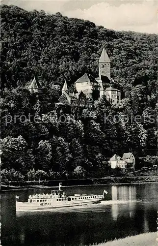 AK / Ansichtskarte Zwingenberg_Neckar Ausflugsdampfer Schloss Zwingenberg Neckar