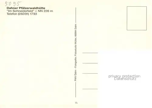 AK / Ansichtskarte Dahn Dahner Pfaelzerwaldhuette Gaststaette Restaurant Dahn