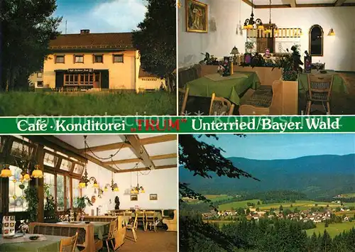 AK / Ansichtskarte Unterried_Viechtach Cafe Konditorei Trum Landschaftspanorama Bayerischer Wald Unterried Viechtach