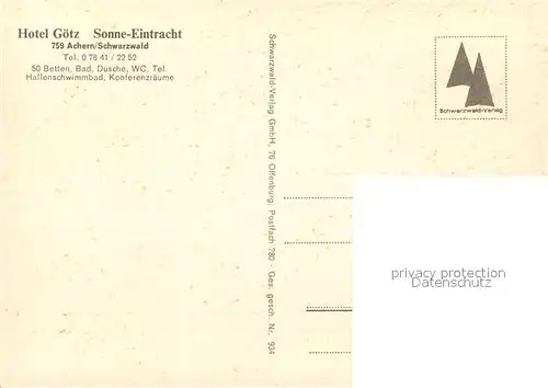 AK / Ansichtskarte Achern_Baden Hotel Goetz Sonne Eintracht Restaurant Schwarzwald Achern_Baden