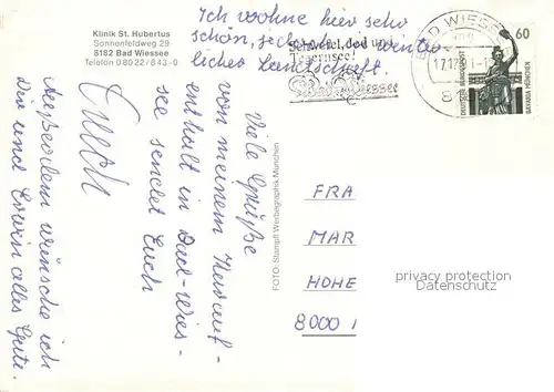 AK / Ansichtskarte Bad_Wiessee Klinik St Hubertus Bad_Wiessee