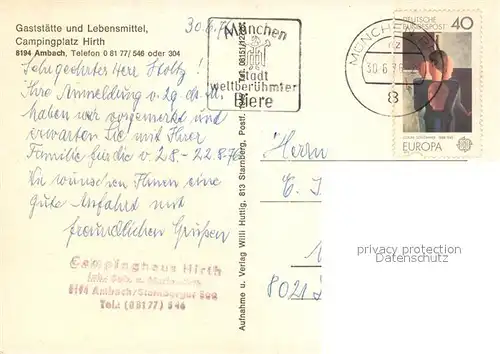 AK / Ansichtskarte Ambach_Starnbergersee Campingplatz Hirth Gaststaette Segeln Ambach_Starnbergersee