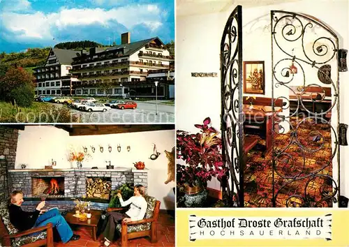 AK / Ansichtskarte Grafschaft_Sauerland Gasthof Droste Kaminzimmer Grafschaft_Sauerland