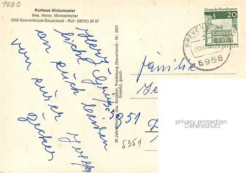 AK / Ansichtskarte Grevenbrueck Kurhaus Winkelmeier Grevenbrueck