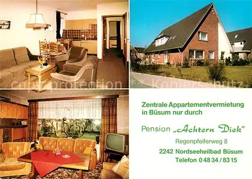 AK / Ansichtskarte Buesum_Nordseebad Pension Achtern Diek Ferienappartments Buesum_Nordseebad