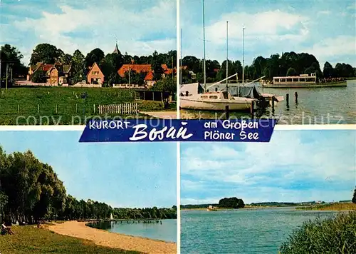 AK / Ansichtskarte Bosau Kurort am Grossen Ploener See Badestrand Boote Bosau