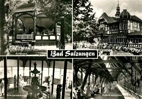 AK / Ansichtskarte Bad_Salzungen Kurkonzert Sole Zerstaeubung Gradierwerk Freiluft Inhalation Bad_Salzungen