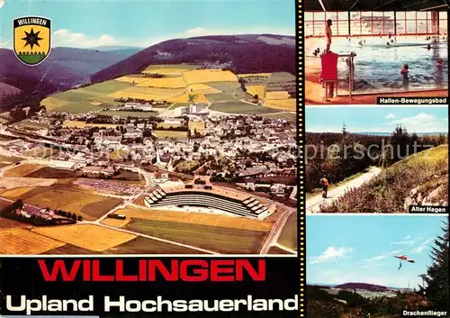 AK / Ansichtskarte Willingen_Sauerland Kurort Wintersportplatz Naturpark Diemelsee Hallenbad Alter Hagen Drachenfliegen Willingen_Sauerland