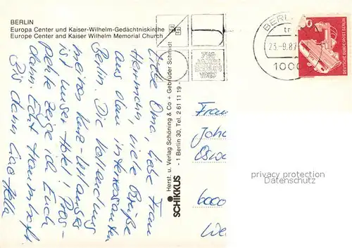 AK / Ansichtskarte Berlin Europa Center Kaiser Wilhelm Gedaechtniskirche Nachtaufnahme Berlin