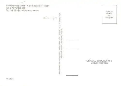 AK / Ansichtskarte Menzenschwand Schwarzwaldgasthof Cafe Restaurant Pieper Landschaftspanorama Menzenschwand