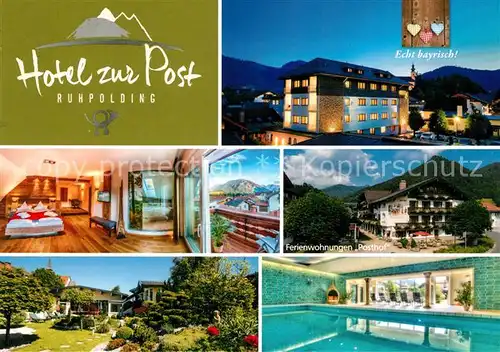 AK / Ansichtskarte Ruhpolding Hotel zur Post Hallenbad Ferienwohnungen Posthof Garten Ruhpolding