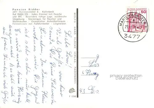 AK / Ansichtskarte Kollerbeck Pension Ridder Blumenbeet Kollerbeck