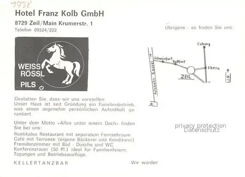 AK / Ansichtskarte Zeil_Main Hotel Restaurant Kolb Zeil_Main