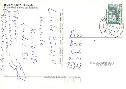 AK / Ansichtskarte Bad_Neustadt Rhoen Klinikum und die Salzburg Fliegeraufnahme Bad_Neustadt