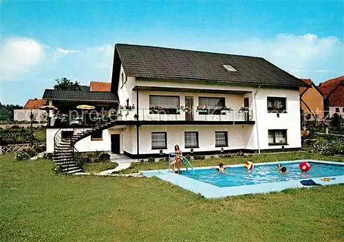 AK / Ansichtskarte Reichenbach_Melsungen Pension Rosenhof Swimming Pool Reichenbach Melsungen