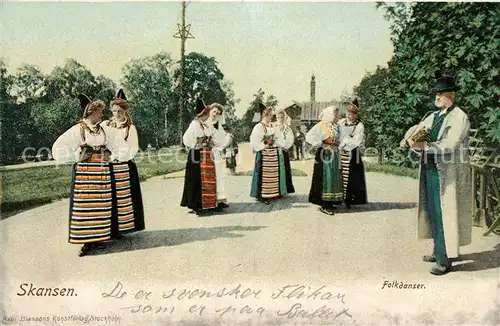 AK / Ansichtskarte Skansen_Stockholm Volkstanzgruppe Skansen_Stockholm
