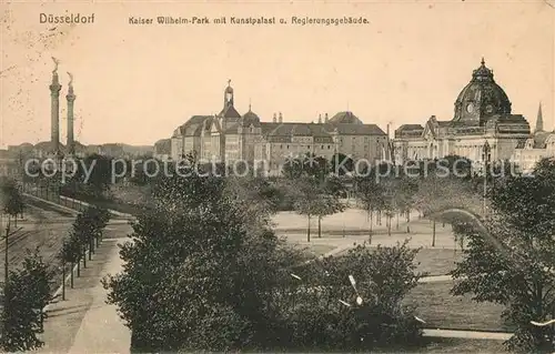 AK / Ansichtskarte Duesseldorf Kaiser Wilhelm Park Kunstpalast Regierungsgebaeude Duesseldorf