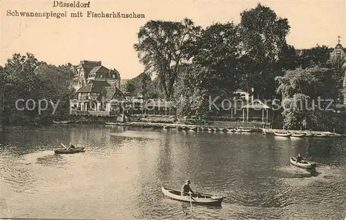 AK / Ansichtskarte Duesseldorf Schwanenspiegel Fischerhaeuschen Duesseldorf