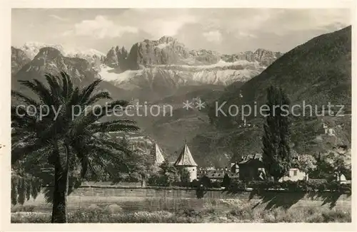 AK / Ansichtskarte Bozen_Suedtirol Panorama mit Rosengarten Bozen Suedtirol