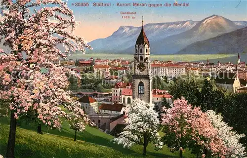 AK / Ansichtskarte Meran_Merano Stadtblick mit Mendel und Gantkofel Meran Merano