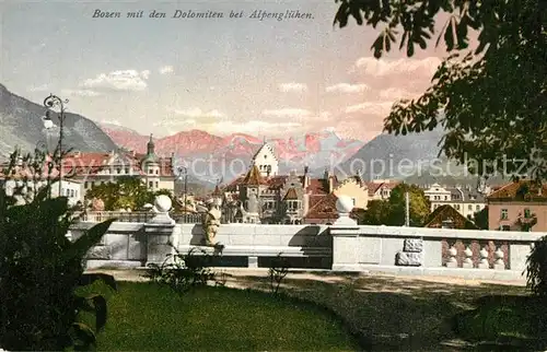 AK / Ansichtskarte Bozen_Suedtirol Panorama mit Dolomiten Bozen Suedtirol