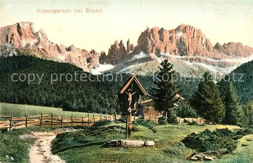 AK / Ansichtskarte Bozen_Gries mit Rosengarten und Wegekreuz Bozen Gries