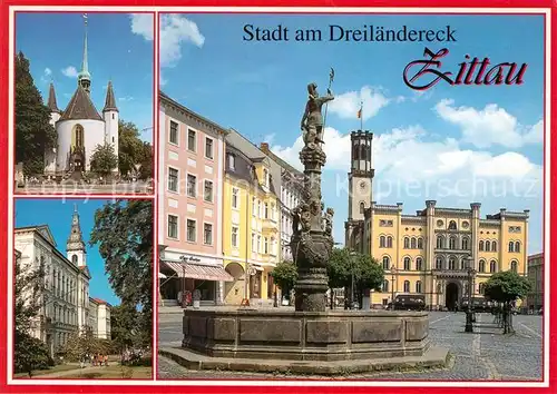 AK / Ansichtskarte Zittau Weberkirche Markt Rathaus Rolandbrunnen Johanneum  Zittau