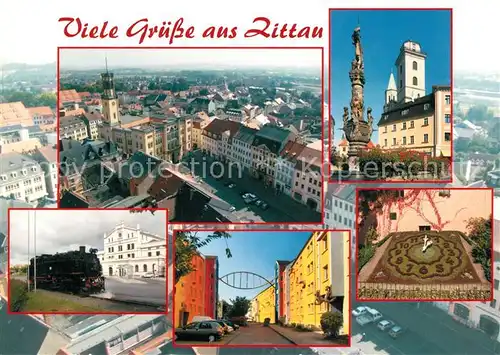 AK / Ansichtskarte Zittau Markt Rathaus Rolandbrunnen Bahnhof Kuenstlerviertel Zittau