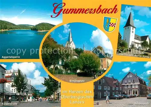 AK / Ansichtskarte Gummersbach Aggertalsperre Simonsplatz Kaiserstrasse Lieberhausen Bunte Kerke  Gummersbach