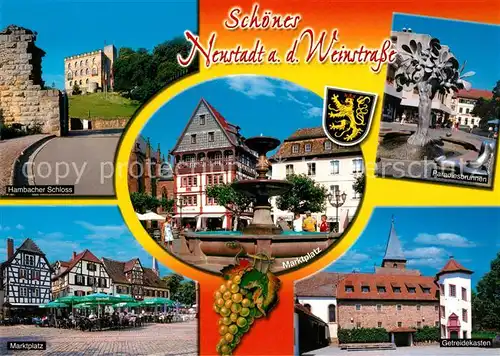 AK / Ansichtskarte Neustadt_Weinstrasse Hambacher Schloss Marktplatz Getreidekasten  Neustadt_Weinstrasse