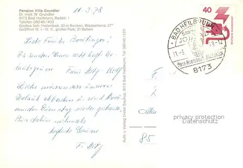 AK / Ansichtskarte Bad_Heilbrunn Pension Villa Grundler Bad_Heilbrunn