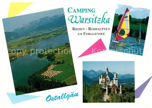 AK / Ansichtskarte Rosshaupten_Forggensee Camping Warsitzka Fliegeraufnahme Rosshaupten Forggensee