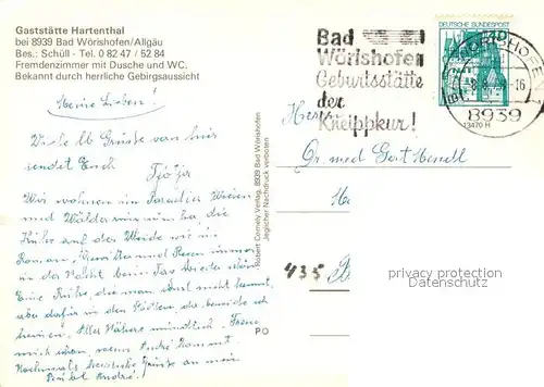 AK / Ansichtskarte Bad_Woerishofen Gaststaette Hartenthal  Bad_Woerishofen
