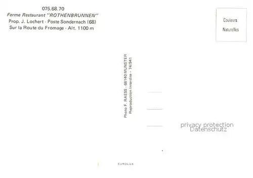 AK / Ansichtskarte Sondernach_Haut Rhin Ferme Restaurant Rothenbrunnen Sondernach Haut Rhin