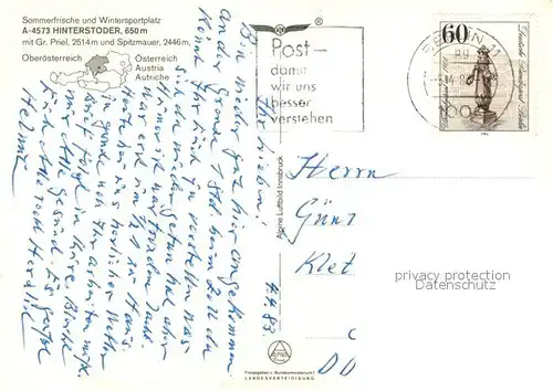 AK / Ansichtskarte Hinterstoder Fliegeraufnahme Gr. Priel Spitzmauer Hinterstoder