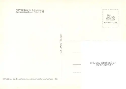 AK / Ansichtskarte Wildbad_Schwarzwald Sommerberghotel Wildbad_Schwarzwald