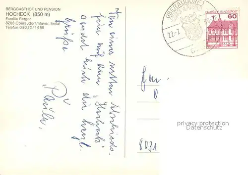 AK / Ansichtskarte Oberaudorf Berggasthof Hocheck Oberaudorf