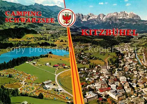 AK / Ansichtskarte Kitzbuehel_Tirol Fliegeraufnahme Camping Schwarzsee Kitzbuehel Tirol