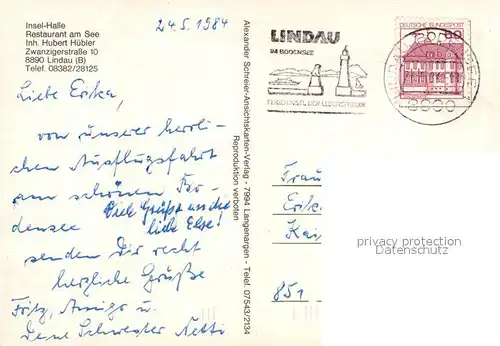 AK / Ansichtskarte Lindau_Bodensee Insel Halle Restaurant am See Lindau Bodensee