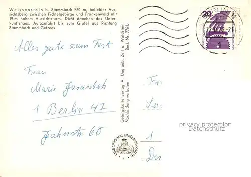 AK / Ansichtskarte Weissenstein_Stammbach Berggasthaus Perlenbachtal Quelle Weissenstein_Stammbach