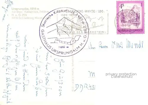AK / Ansichtskarte Schladming_Obersteiermark Ursprungalm Steir Kalkspitze Schladming_Obersteiermark