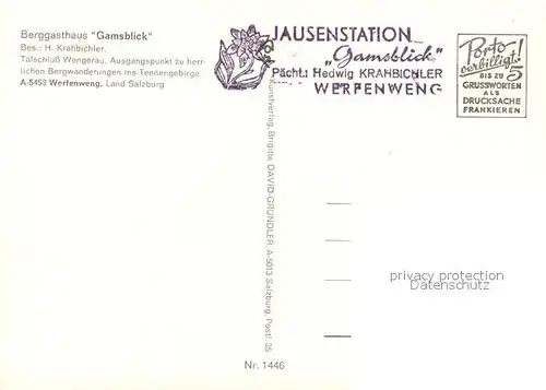 AK / Ansichtskarte Werfenweng Berggasthaus Gamsblick Wermuthschneid Kemetstein Werfenweng