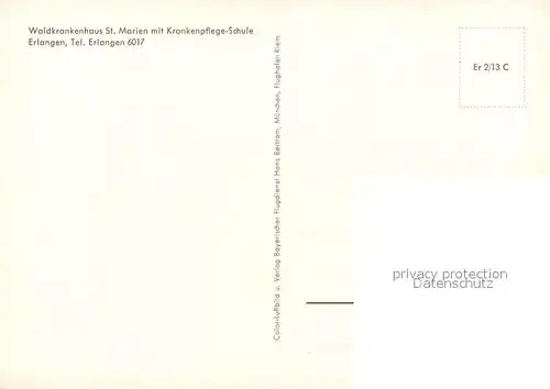 AK / Ansichtskarte Erlangen Fliegeraufnahme Waldkrankenhaus St. Marien  Erlangen
