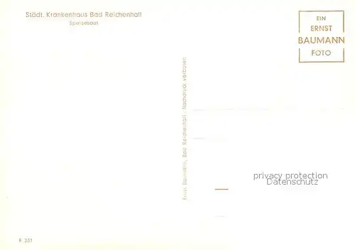 AK / Ansichtskarte Bad_Reichenhall Staedtisches Krankenhaus Speisesaal Bad_Reichenhall