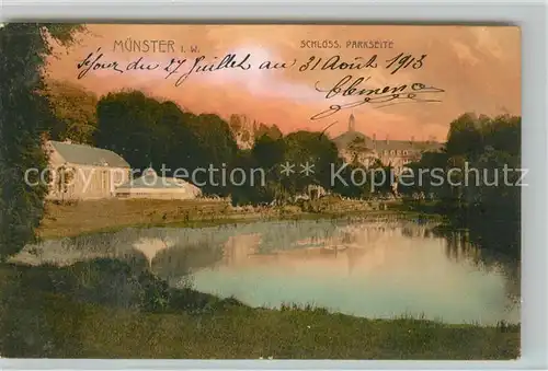 AK / Ansichtskarte Muenster_Westfalen Schloss Parkseite Muenster_Westfalen